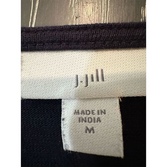 J Jill Women's M Cotton Blend Black Short Sleeve Peasant Dress Short Length - Picture 11 of 12